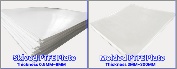 Sintered PTFE sheet inventory showcasing both molded plates and skived rolls for industrial use