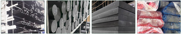 China manufacturing of filled ptfe sheet, rods, hollow bar, Filler materials include carbon fiber, graphite, glass, etc.