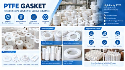 Various sizes of virgin and filled ptfe gasket supplier products in warehouse stock